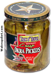 Photo: Okra Pickles 
                   by Talk O' Texas; jar, showing label