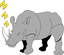 Art: Our page
       mascot, a sleep rhinocerous.