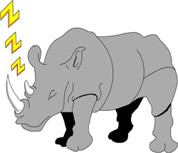 Art: Our page
       mascot, a sleep rhinocerous.